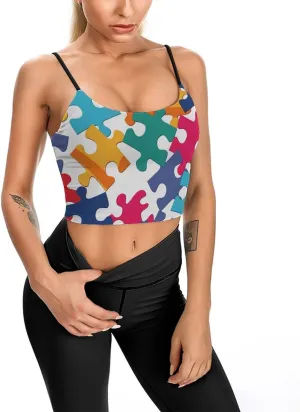 Womens Tank Tops, Summer Trendy Causal Fit Casual Tank Tunic Blouse Colour Jigsaw Printed Camisole
