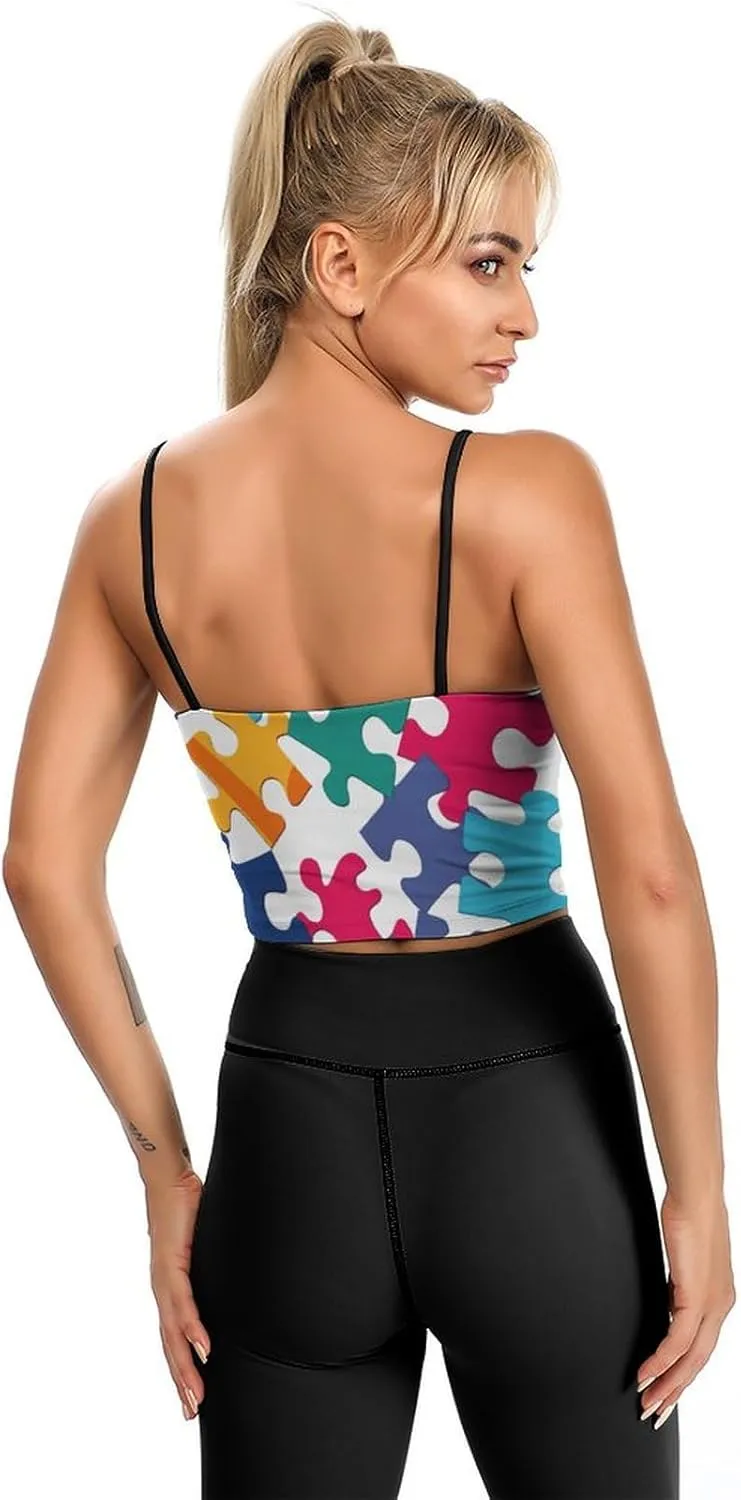 Womens Tank Tops, Summer Trendy Causal Fit Casual Tank Tunic Blouse Colour Jigsaw Printed Camisole
