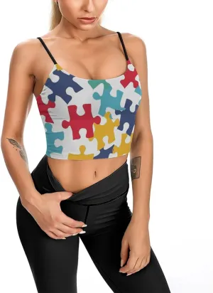 Womens Tank Tops, Summer Trendy Causal Fit Casual Tank Tunic Blouse Colour Jigsaw Printed Camisole