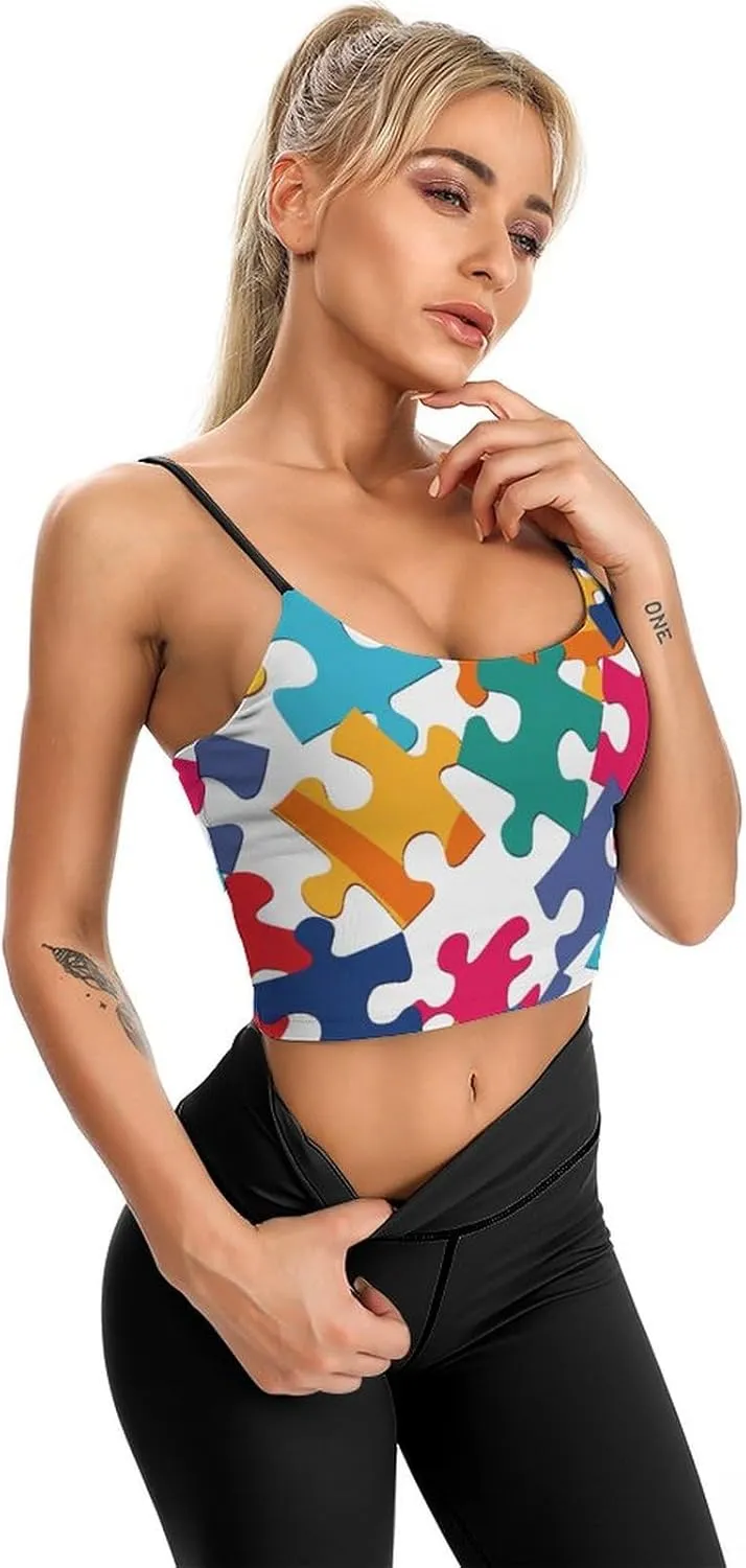 Womens Tank Tops, Summer Trendy Causal Fit Casual Tank Tunic Blouse Colour Jigsaw Printed Camisole