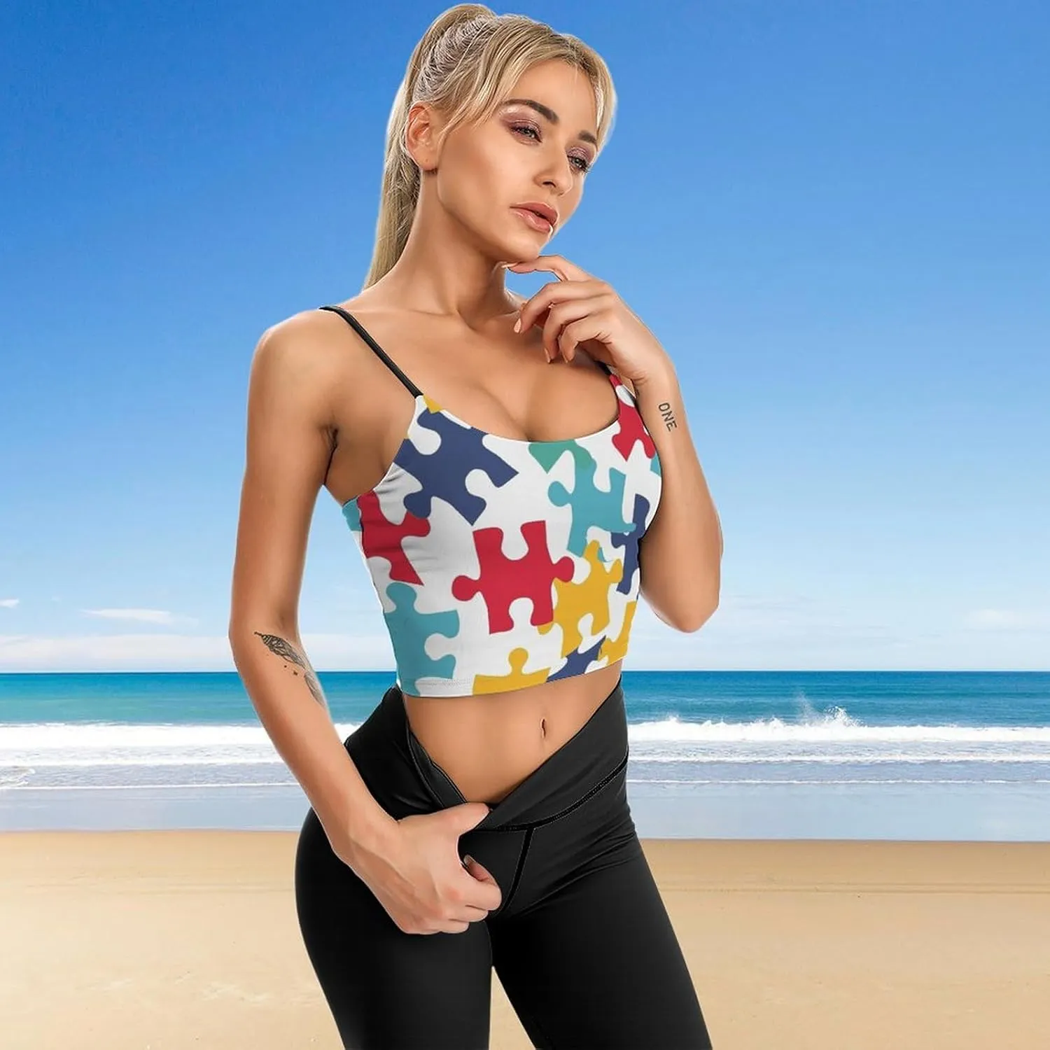 Womens Tank Tops, Summer Trendy Causal Fit Casual Tank Tunic Blouse Colour Jigsaw Printed Camisole