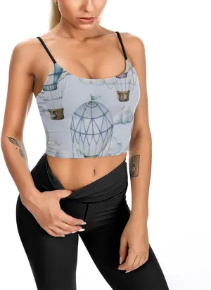 Womens Tank Tops, Summer Trendy Causal Fit Casual Tank Tunic Blouse Hot Air Balloon in The Sky Printed Camisole