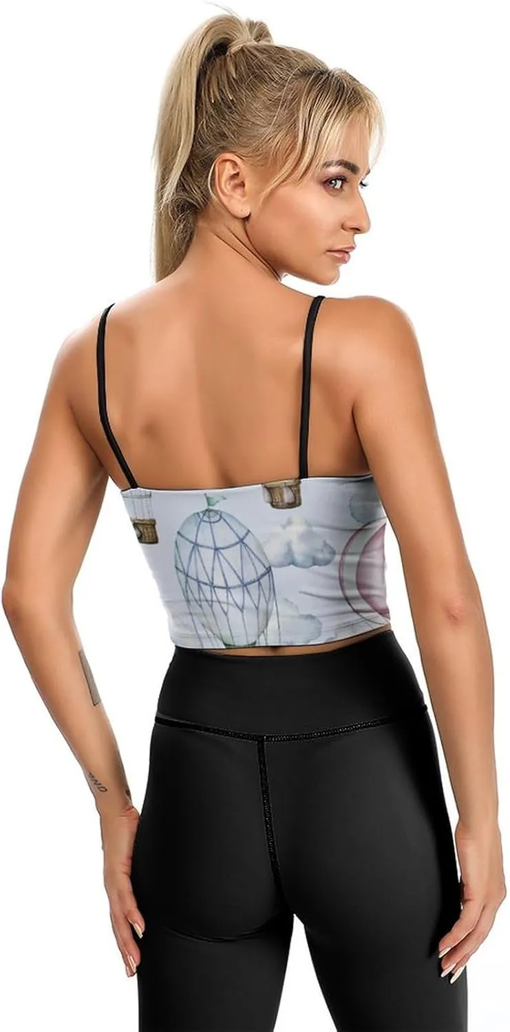 Womens Tank Tops, Summer Trendy Causal Fit Casual Tank Tunic Blouse Hot Air Balloon in The Sky Printed Camisole