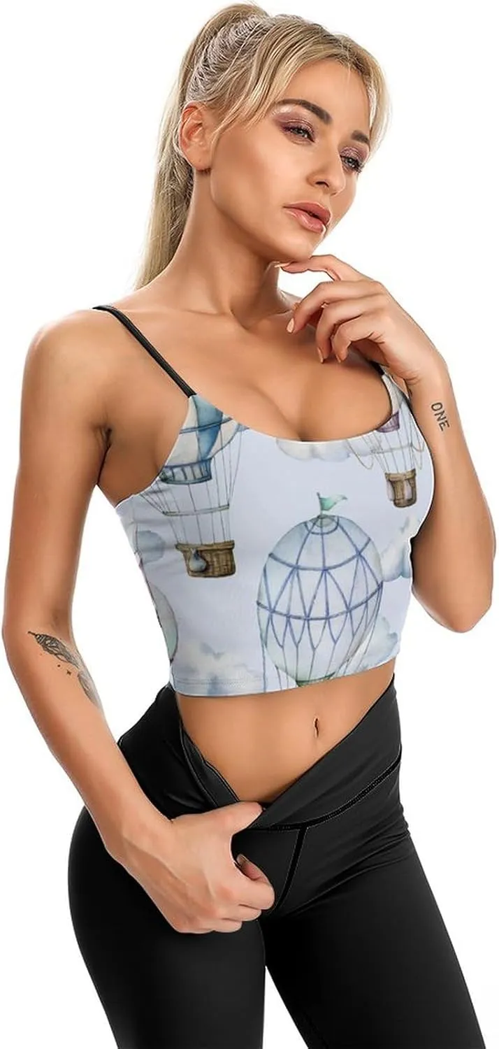 Womens Tank Tops, Summer Trendy Causal Fit Casual Tank Tunic Blouse Hot Air Balloon in The Sky Printed Camisole