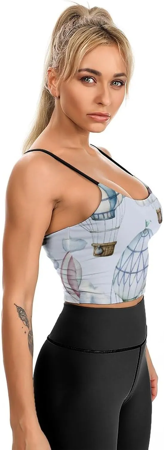 Womens Tank Tops, Summer Trendy Causal Fit Casual Tank Tunic Blouse Hot Air Balloon in The Sky Printed Camisole