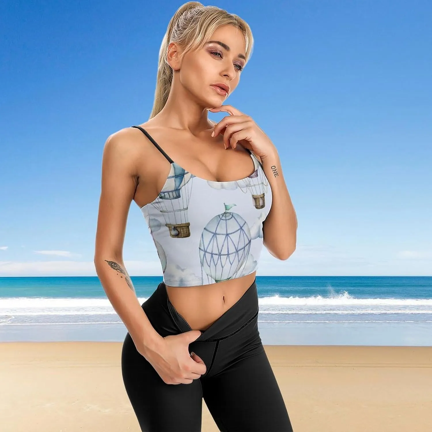 Womens Tank Tops, Summer Trendy Causal Fit Casual Tank Tunic Blouse Hot Air Balloon in The Sky Printed Camisole