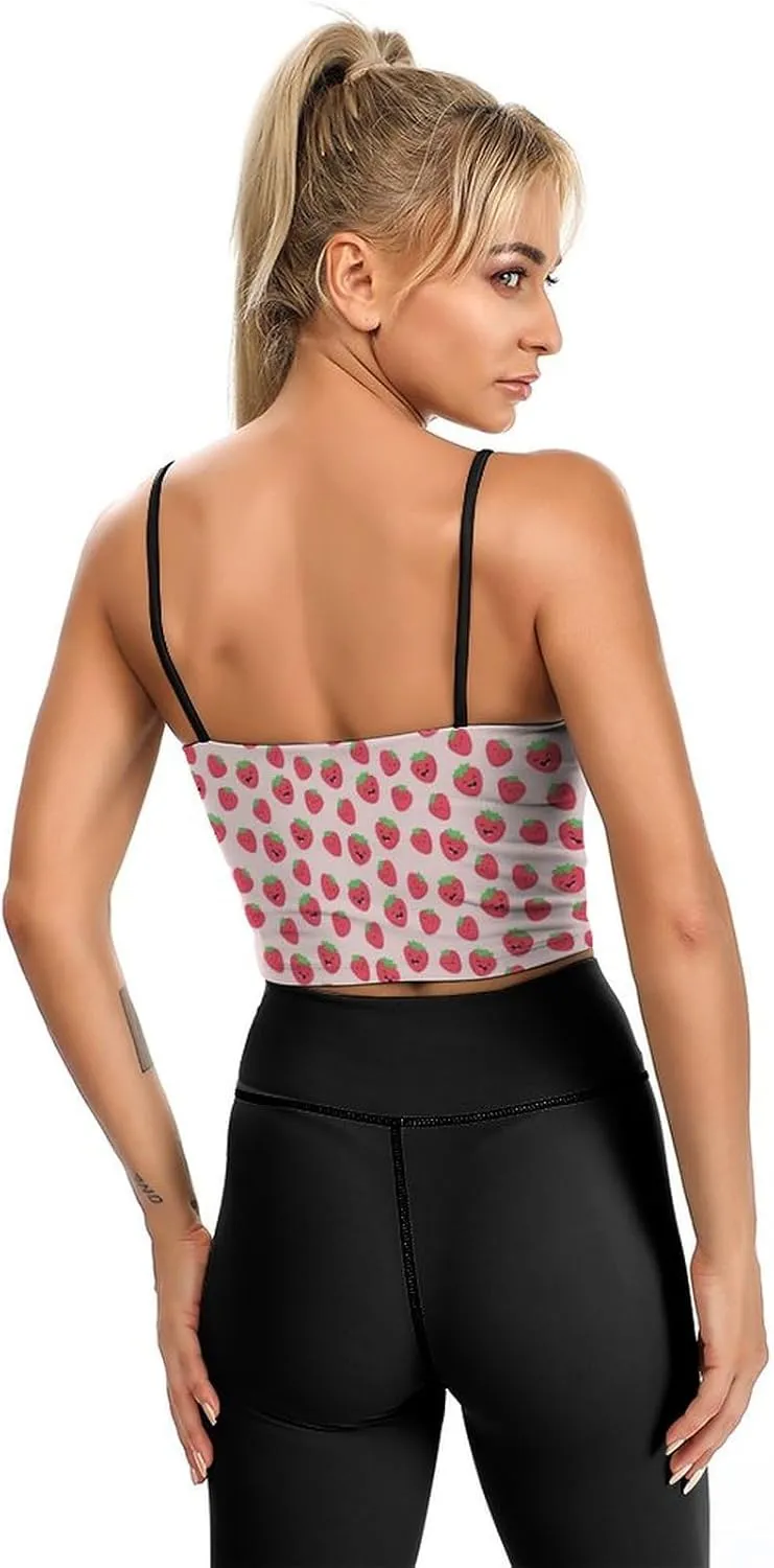 Womens Tank Tops, Summer Trendy Causal Fit Casual Tank Tunic Blouse Sweet Smiling Strawberry Printed Camisole
