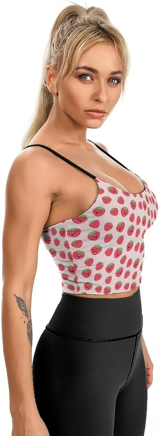 Womens Tank Tops, Summer Trendy Causal Fit Casual Tank Tunic Blouse Sweet Smiling Strawberry Printed Camisole