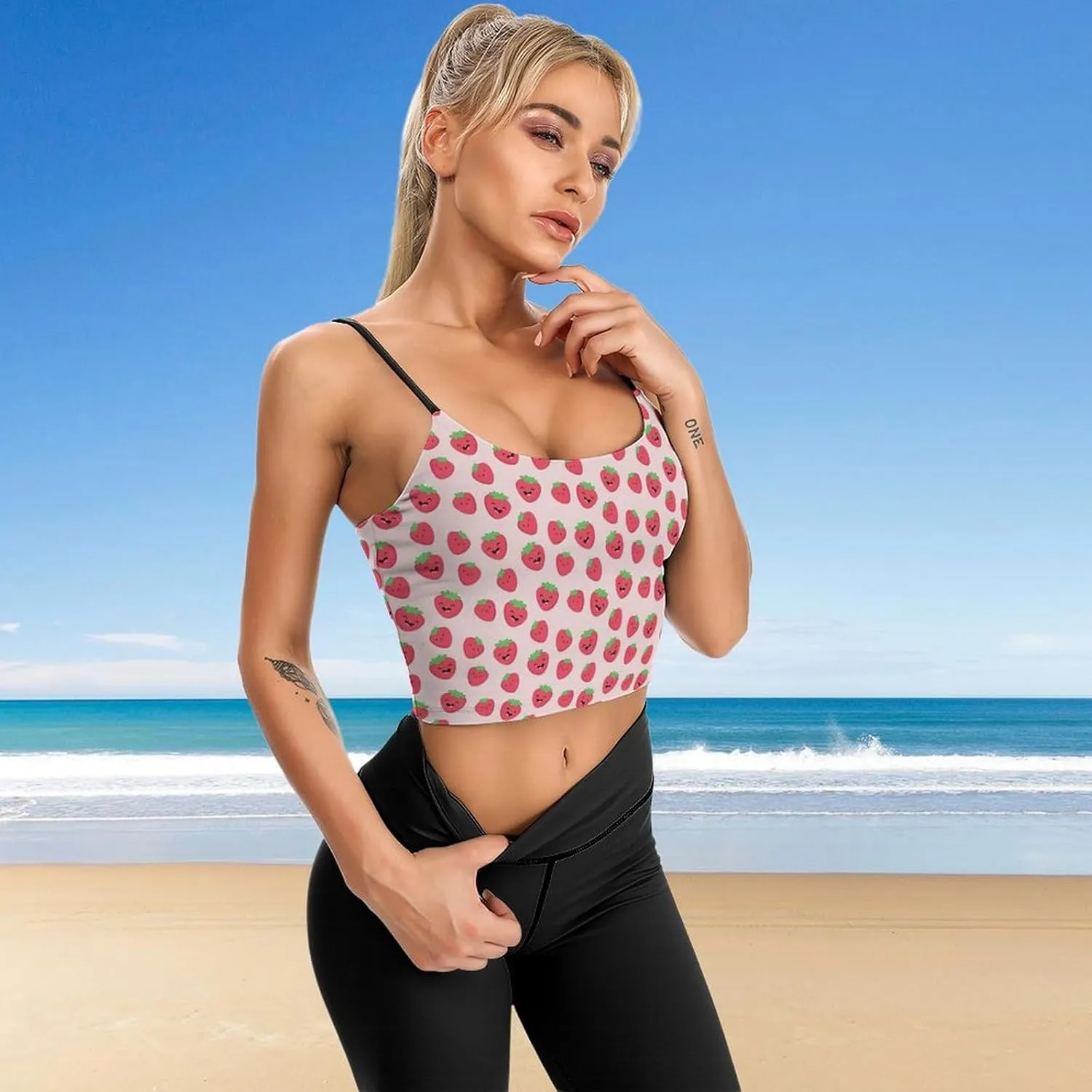 Womens Tank Tops, Summer Trendy Causal Fit Casual Tank Tunic Blouse Sweet Smiling Strawberry Printed Camisole