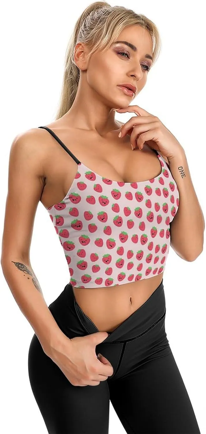 Womens Tank Tops, Summer Trendy Causal Fit Casual Tank Tunic Blouse Sweet Smiling Strawberry Printed Camisole