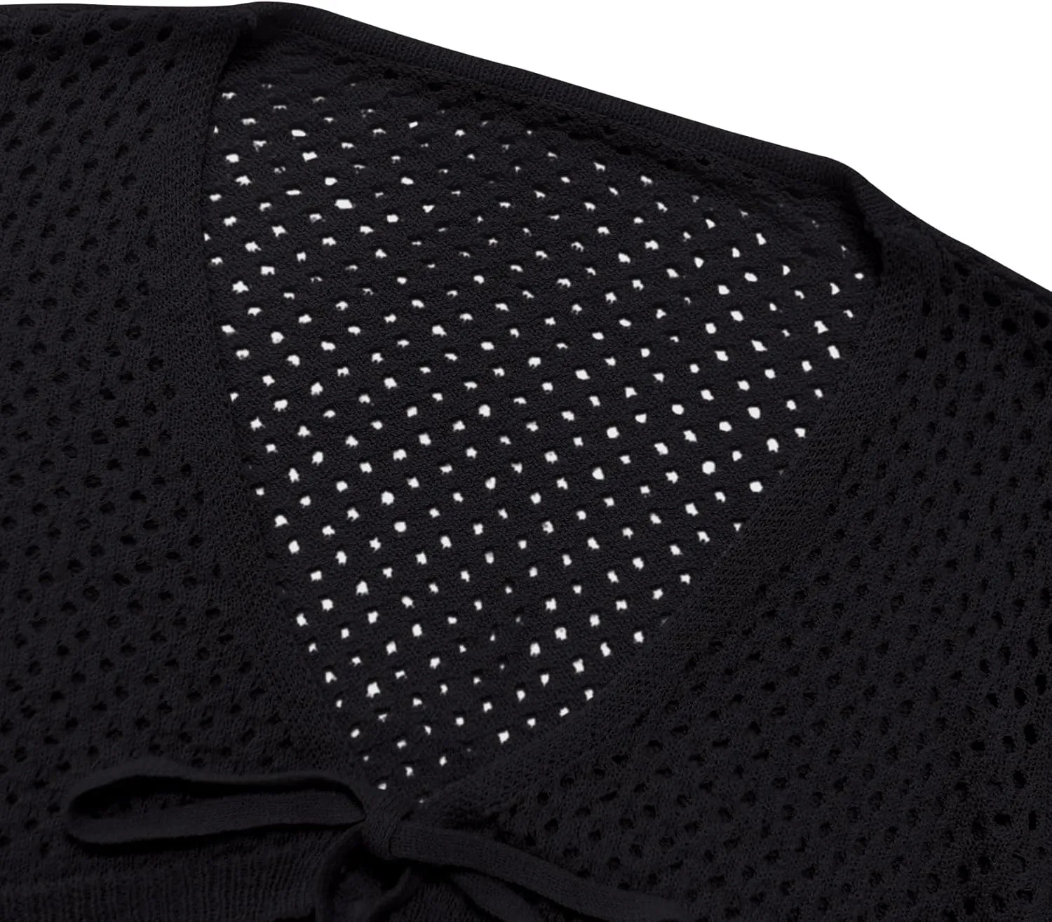 Women's Tie Front Crop Tops Long Sleeve Knit Crochet Cardigan Lightweight Shrug Sweaters Summer Hollow Out Cover Up