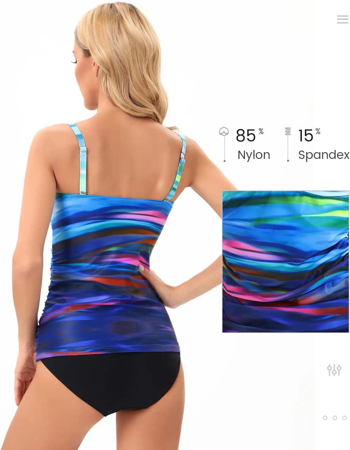 Women's Twist Front Bandeau Tankini Set Two Pieces Ruched Tummy Control Suimsuit with Mid Waist Briefs