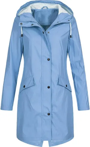 Women's Waterproof Rain Jacket Lightweight Windbreaker Jacket Outdoor Trench Coat Packable Rain Coat with Hood
