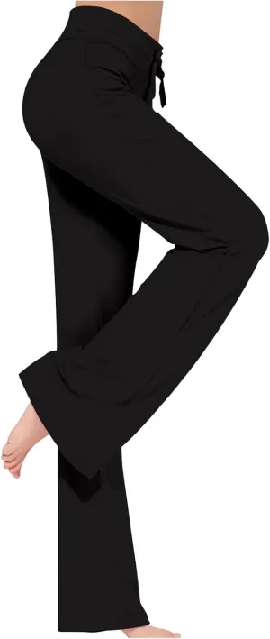 Womens Wide Leg Flare Yoga Pants High Waist Tummy Control Trousers Casual Comfy Loose Stretchy Soft Modal Lounge Pants