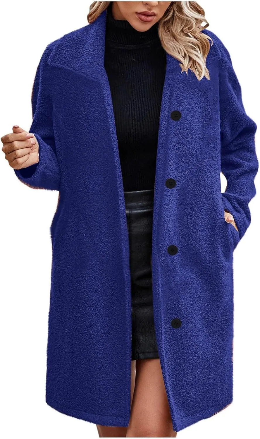 Women's Winter Sherpa Fuzzy Fleece Coats Trendy Oversized Faux Fur Long Jackets Warm Outerwear with Pockets 2024