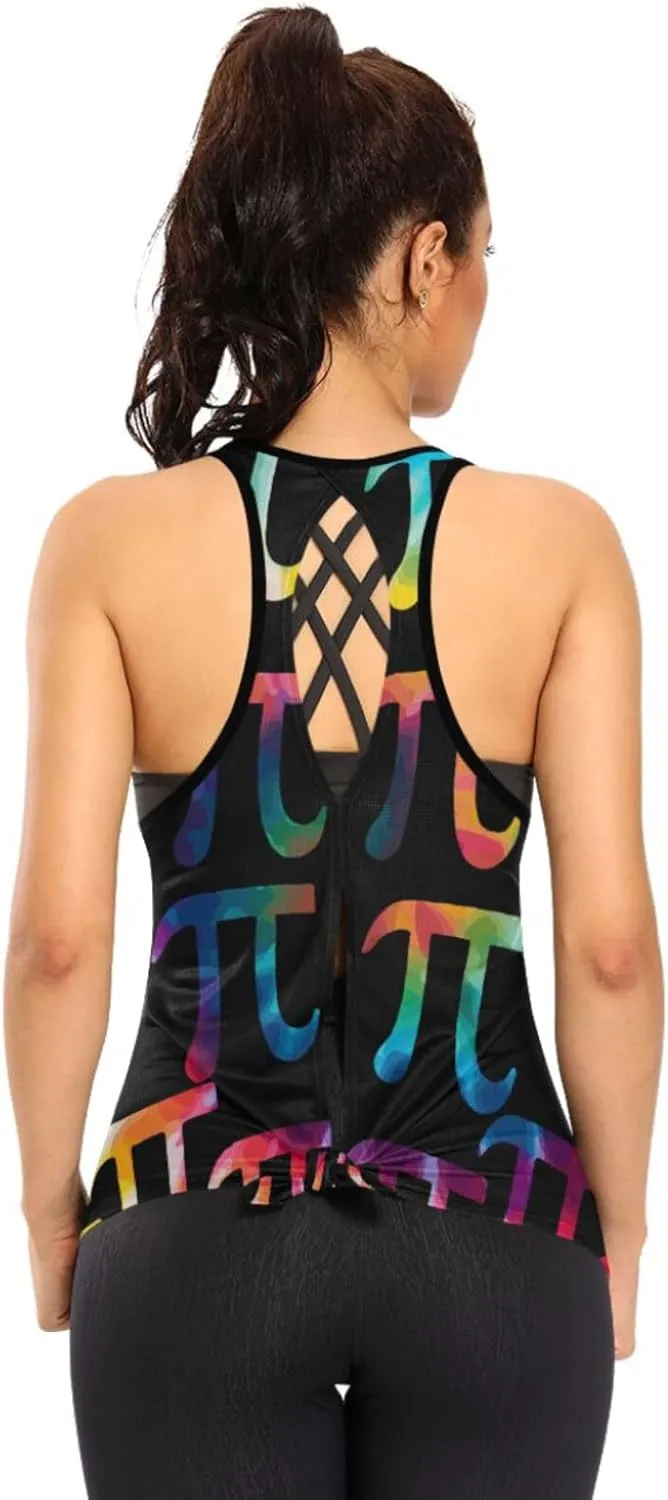 Women's Workout Tank Top Pi-Math Sleeveless Sport Gym Top Athletic Yoga Tank Top