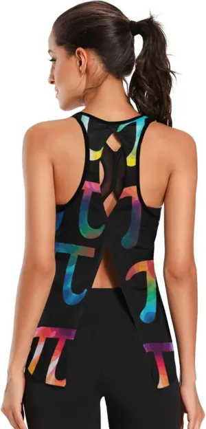 Women's Workout Tank Top Pi-Math Sleeveless Sport Gym Top Athletic Yoga Tank Top