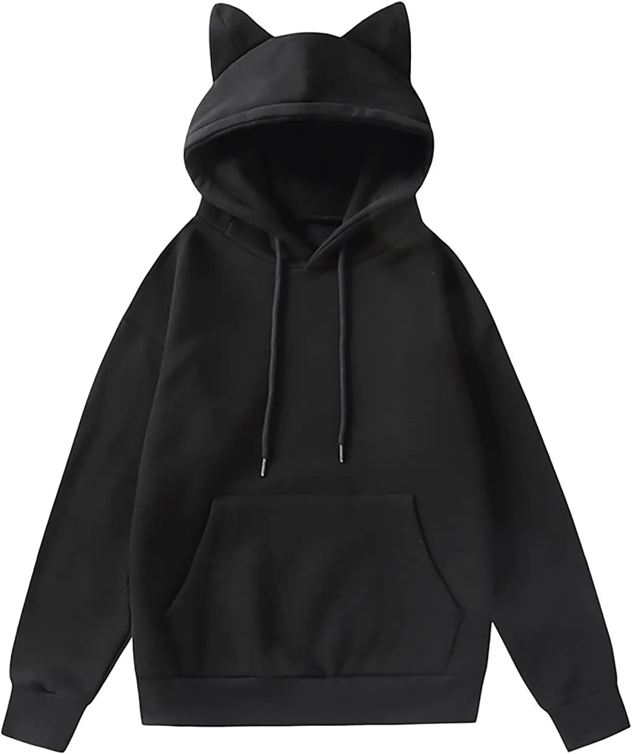 Wool Lined Cat Ear Hoodie Aesthetic Hoodies with Cat Ears Animal Oversized Sweatshirts Cute Animal Hoodies Loose Fit
