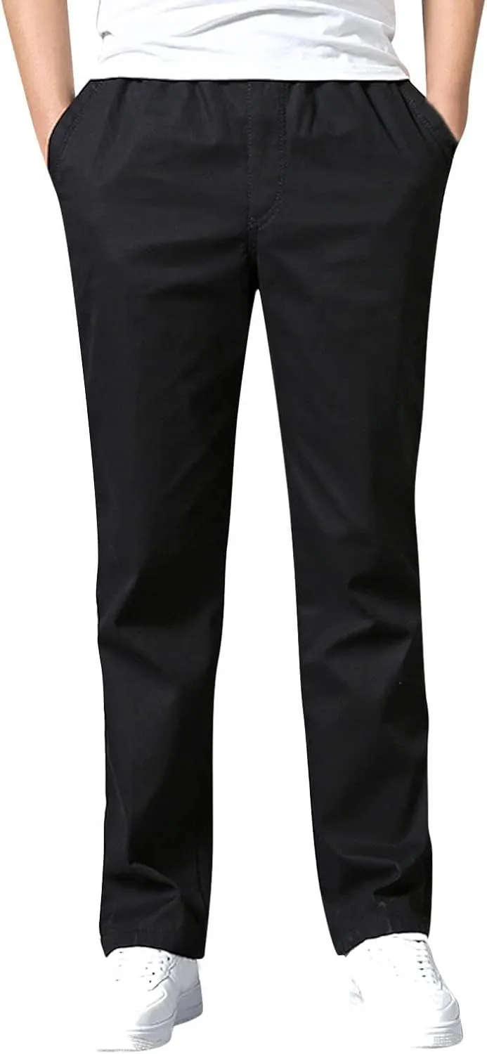 Work Cargo Pants for Men Fashion Elastic Waist Plus Size Cargo Pants Casual Baggy Cotton Athletic Wear with Pockets