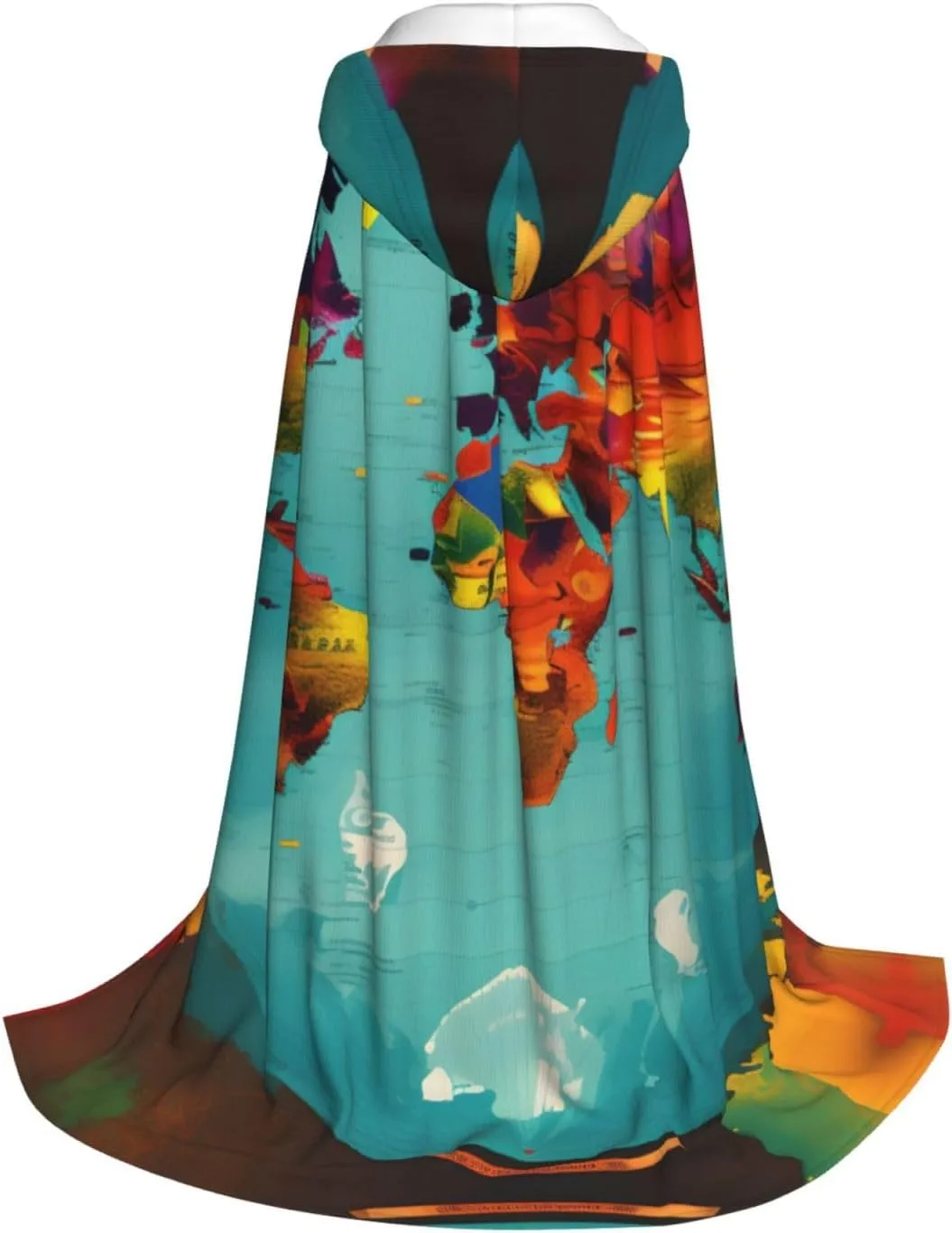 World Map Hooded Cloak Coat Winter Warm Long Cloak Cosplay Costumes Outerwear Carnivals Hoodies Capes