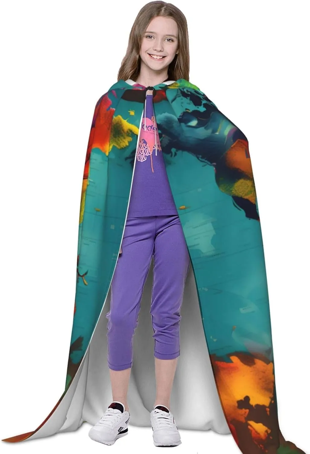 World Map Hooded Cloak Coat Winter Warm Long Cloak Cosplay Costumes Outerwear Carnivals Hoodies Capes