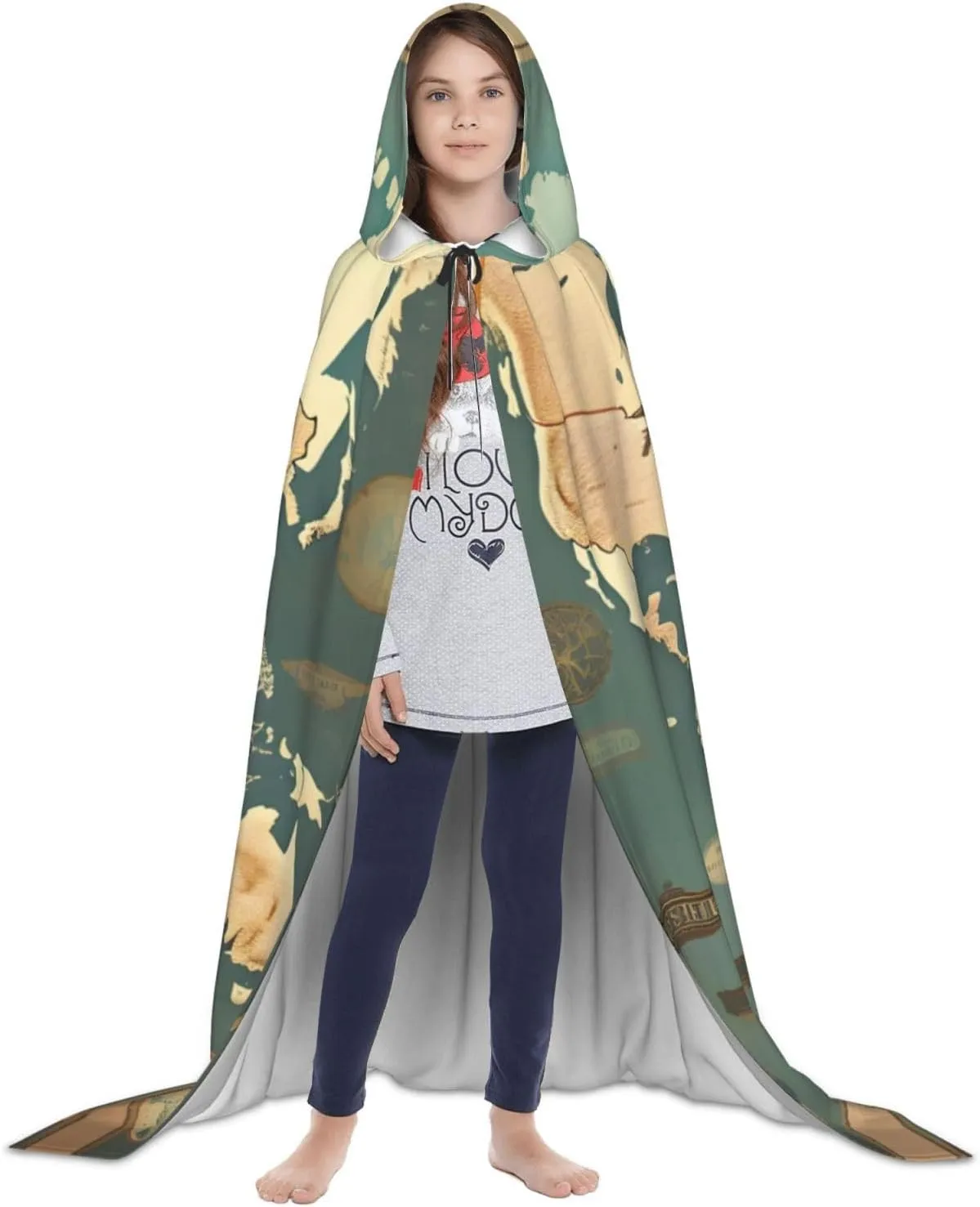 World Map Retro Hooded Cloak Coat Winter Warm Long Cloak Cosplay Costumes Outerwear Carnivals Hoodies Capes