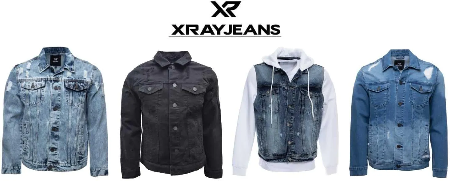 X RAY Boys Denim Jacket (Sizes 8-18), 100% Cotton & Cotton Flex Washed Fall Outerwear Trucker Casual Jean Jacket for Boys