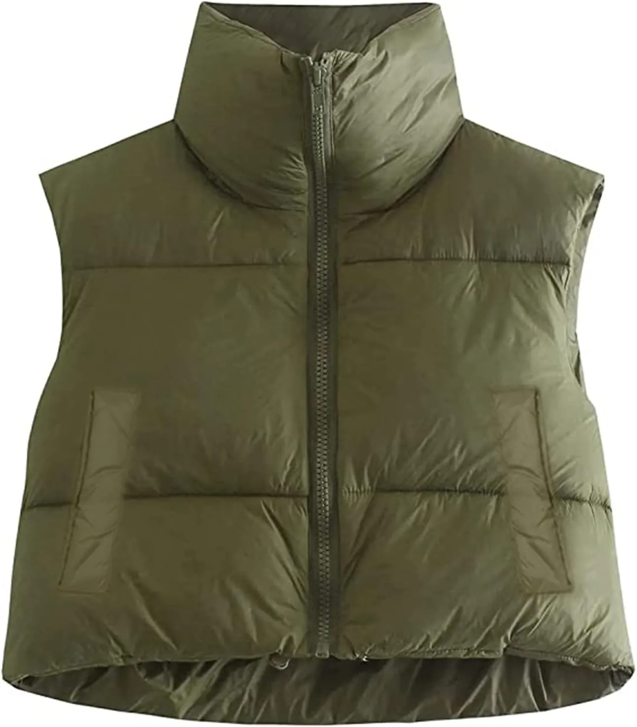 XBTCLXEBCO Womens Cropped Puffer Vest Jacket Lightweight Sleeveless Stand Collar Zip Up Outerwear Warm Padded Down Vest