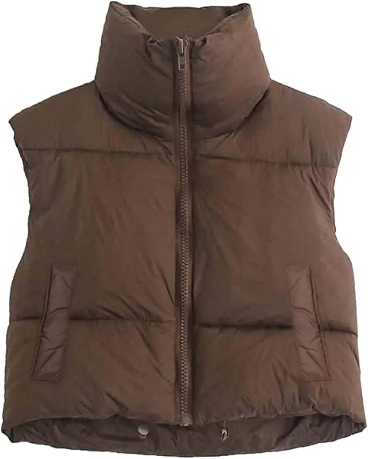 XBTCLXEBCO Womens Cropped Puffer Vest Jacket Lightweight Sleeveless Stand Collar Zip Up Outerwear Warm Padded Down Vest