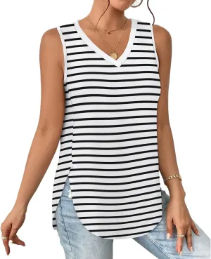 XIEERDUO Womens Tank Tops V Neck Eyelet Embroidery Casaul Sleeveless Shirts