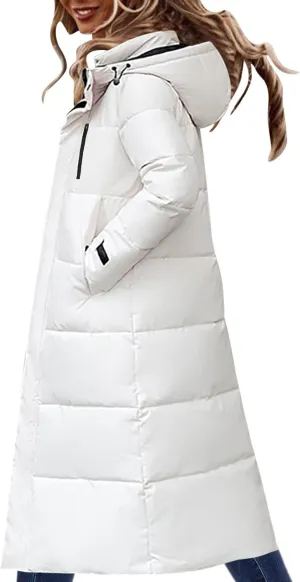 XOWRTE Women's Waterproof Long Winter Coat Warm Puffer Jacket Thickened Down Parka Maxi Coat Long Puffer Jacket for Women