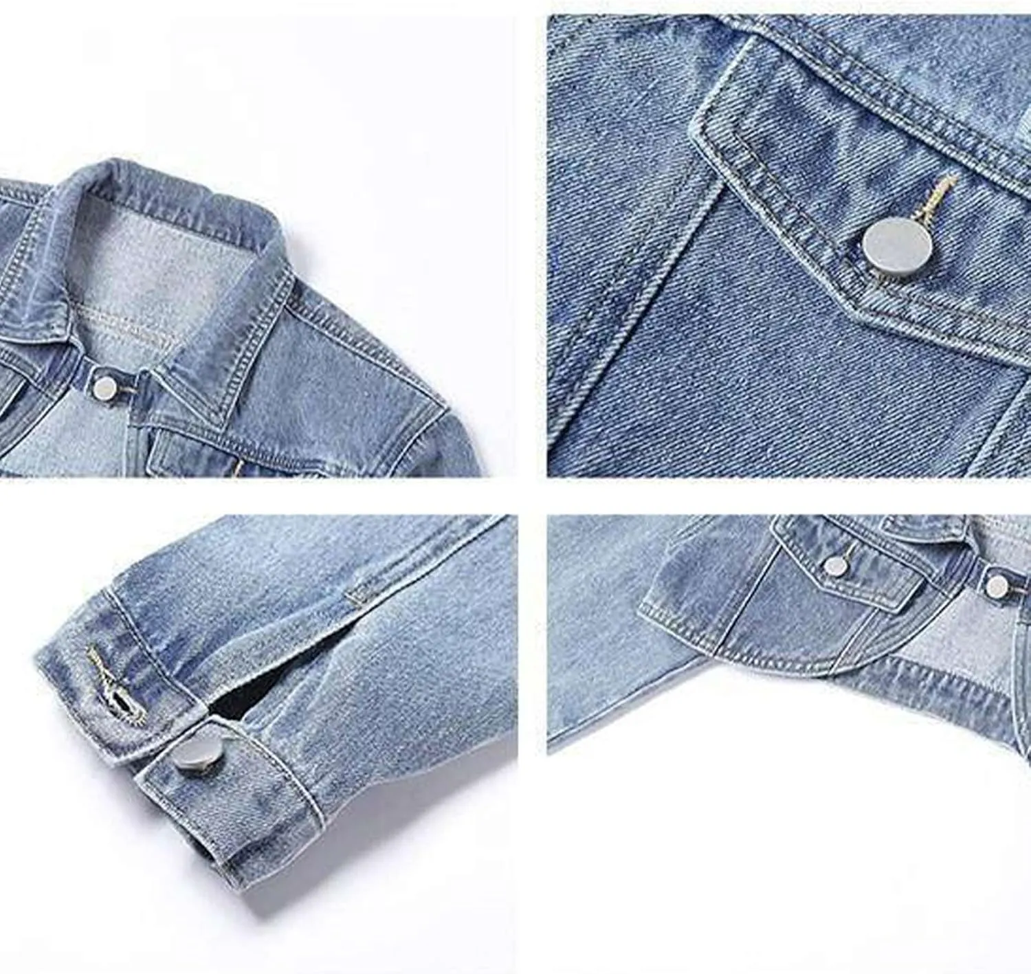 xxxiticat Women's Crop Denim Jacket Long Sleeve Turn Down Collar Open Front Blue Cardigan Jean Jackets Coat Outerwear