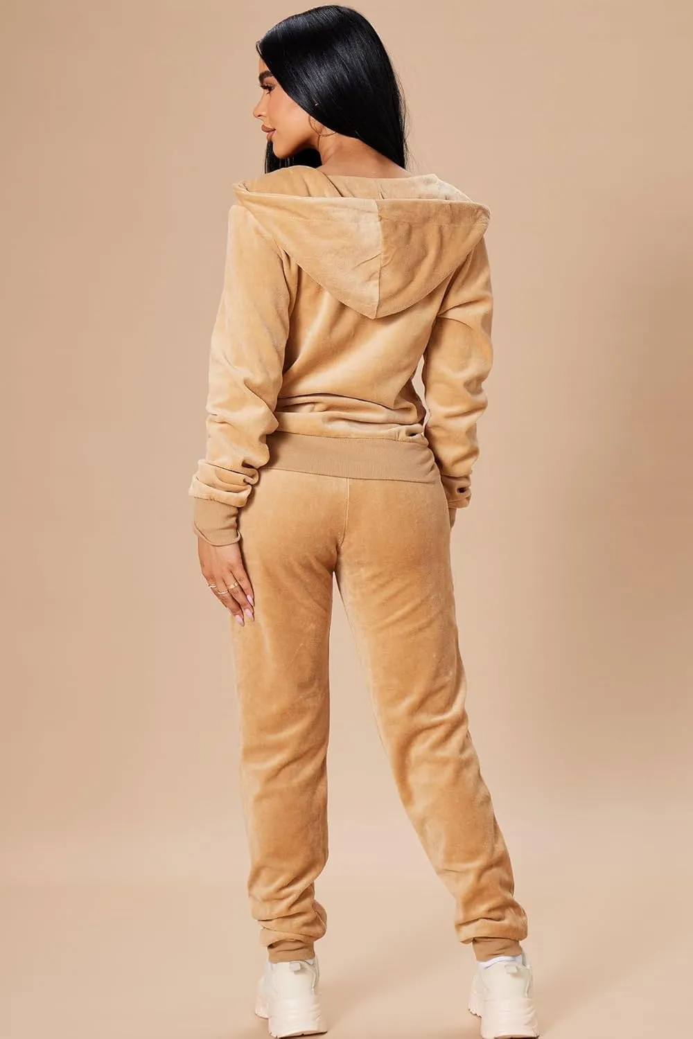 yidengymx Womens 2 Piece Velour Tracksuit Two Piece Soft Velvet Hooded Outfits for Women