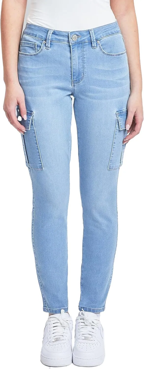 YMI Women's Hyperdenim Skinny Cargo Jeans