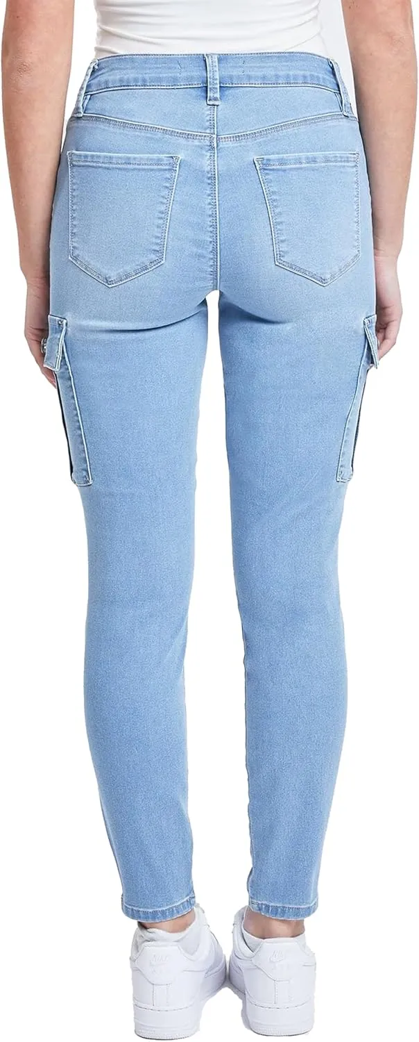 YMI Women's Hyperdenim Skinny Cargo Jeans