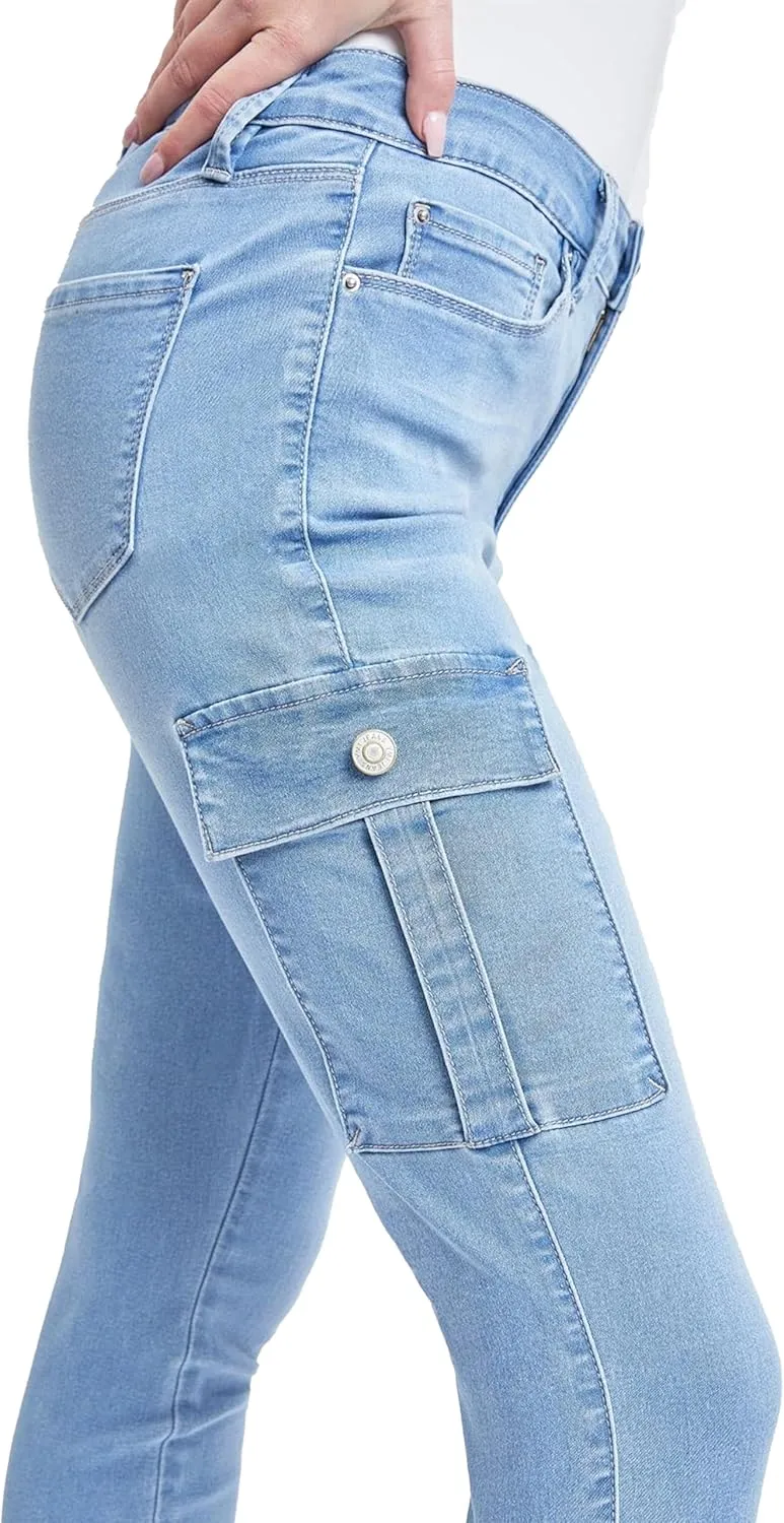 YMI Women's Hyperdenim Skinny Cargo Jeans