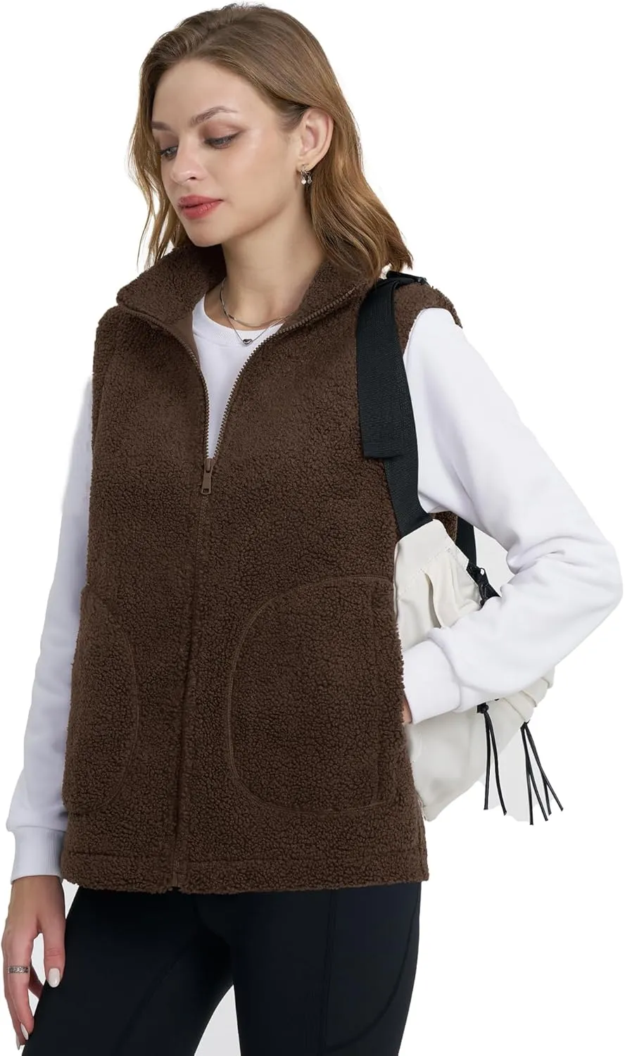 YUCOLEN Womens Polar Fleece Vest Outerwear with 4 Pockets Soft Lightweight Sleeveless Coat for Women with Full Zipper