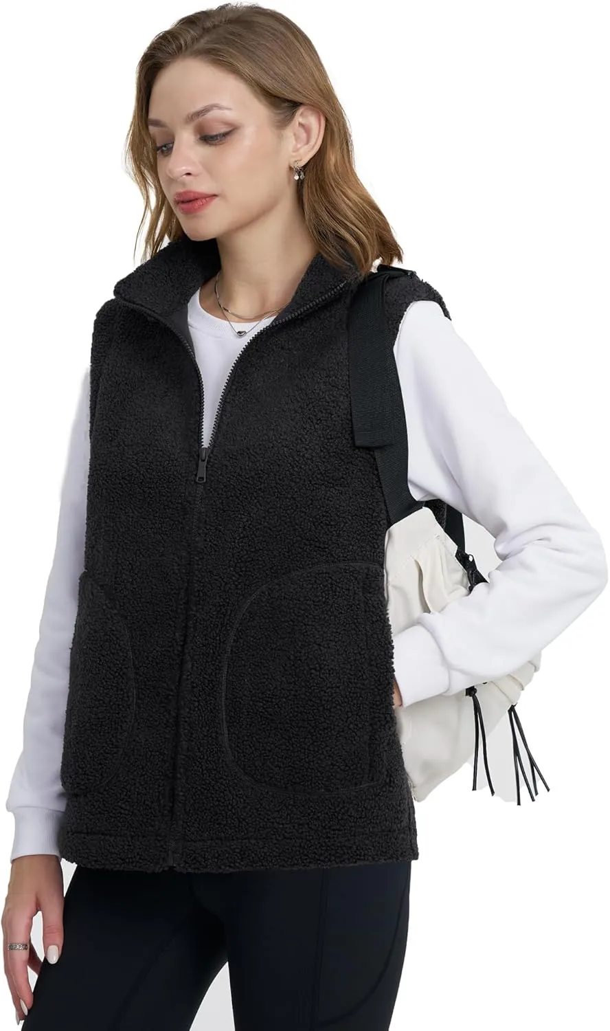 YUCOLEN Womens Polar Fleece Vest Outerwear with 4 Pockets Soft Lightweight Sleeveless Coat for Women with Full Zipper