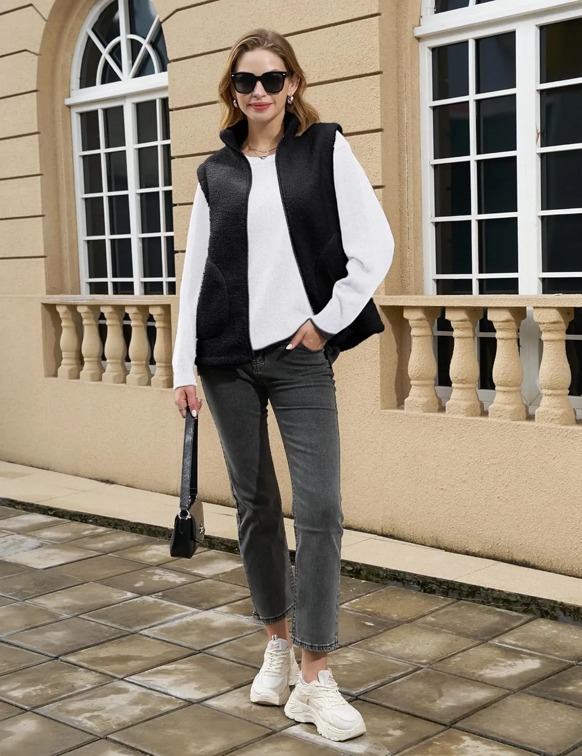YUCOLEN Womens Polar Fleece Vest Outerwear with 4 Pockets Soft Lightweight Sleeveless Coat for Women with Full Zipper