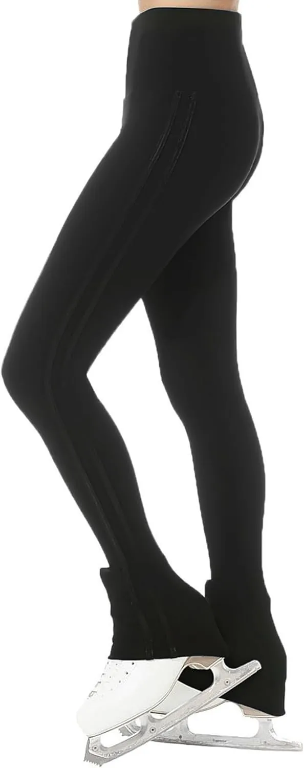YYA Figure Skating Pants High Waist Non-Stick Waterproof Stretch Soft Practice Leggings for Girls Kids, 5-13 Years