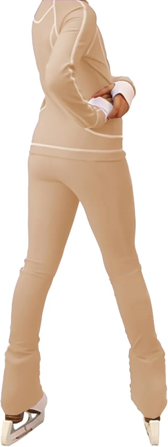 YYA Figure Skating Pants High Waist Non-Stick Waterproof Stretch Soft Practice Leggings for Girls Kids, 5-13 Years