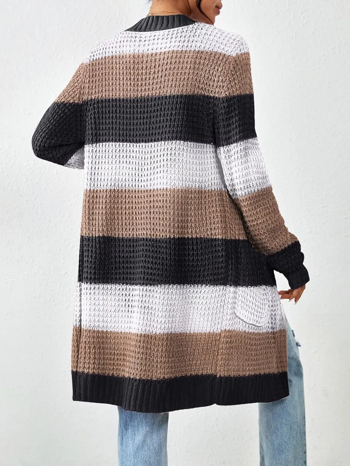 Zeagoo Women's 2025 Fall Open Front Cardigan Long Batwing Sleeve Chunky Knit Sweater Loose Outerwear Coats with Pockets