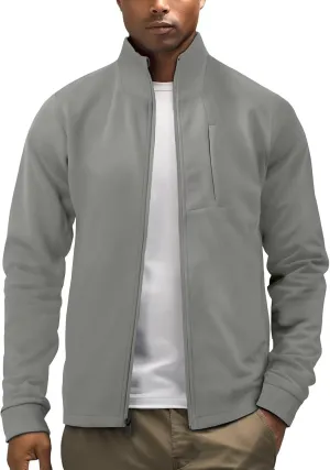 Zengjo Men's Track Jackets Full-Zip Athletic Jacket Sweatshirt Mock Neck with Zipper Pockets